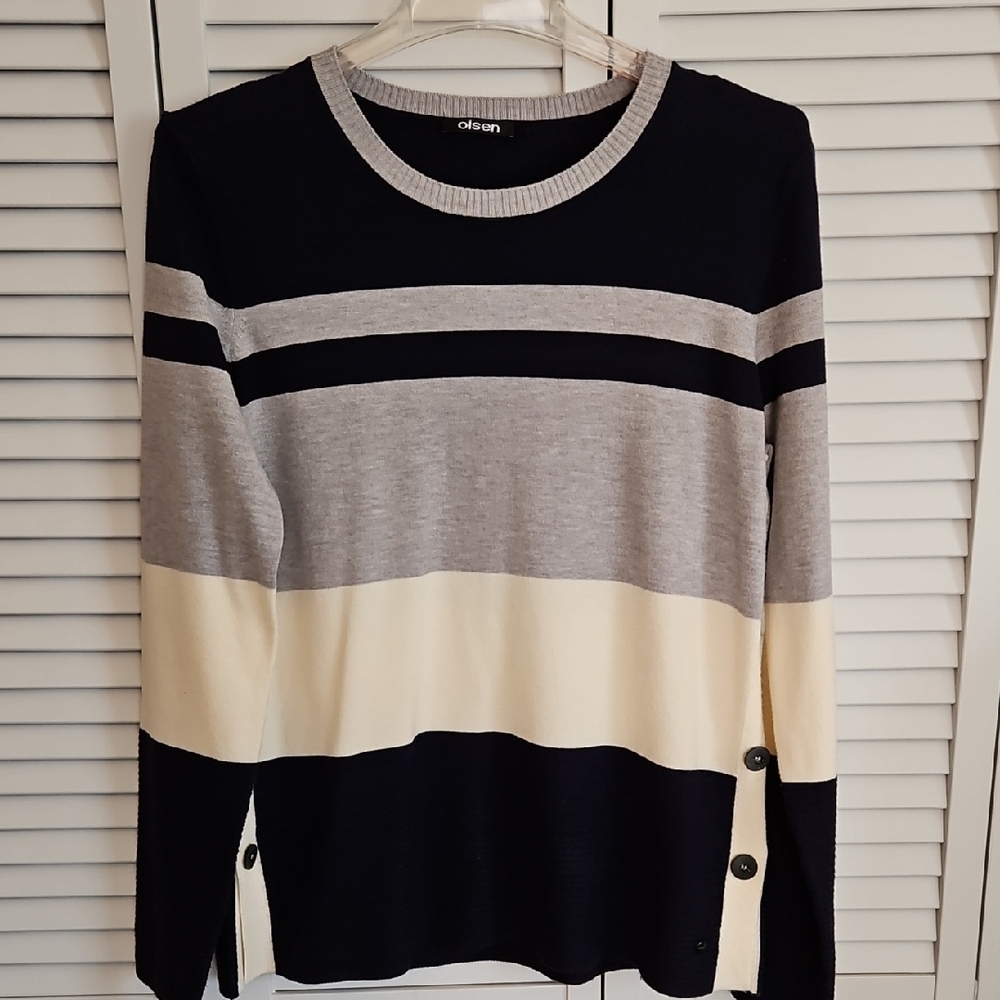 OLSEN INK BLUE SUPER SOFT KNIT GERMAN MADE SWEATER (NEW $100) SZ M-8